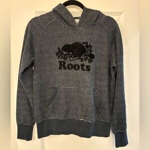 ROOTS Salt and Pepper Original Kanga Hoodie Sweatshirt Fleece Size Small